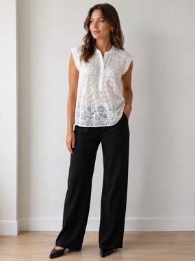 Cabi White Lace Overlay Top Size Small